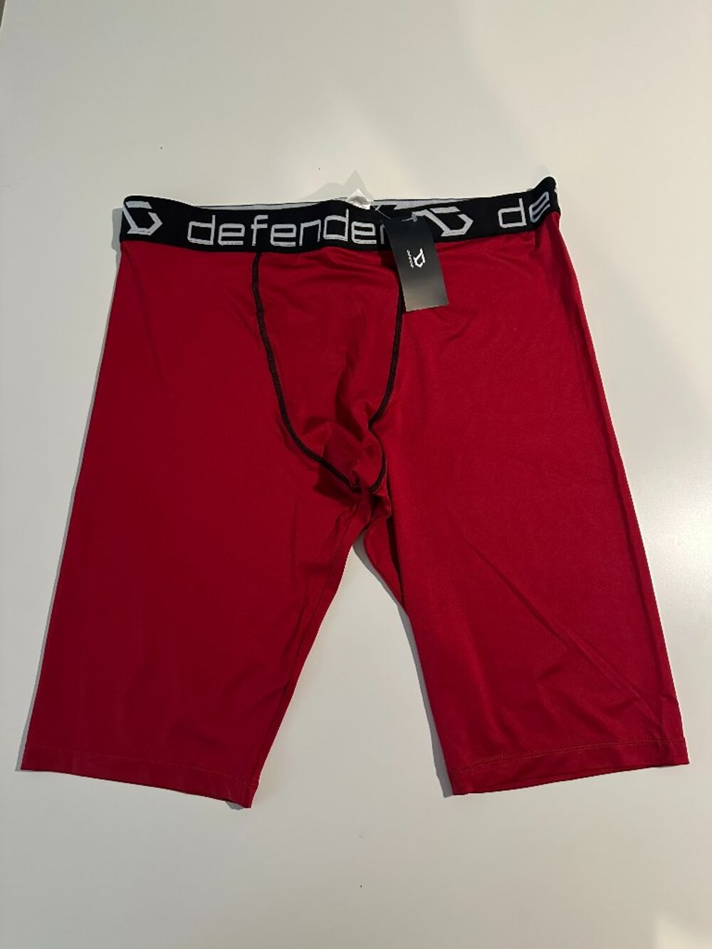 Defender Men's long underwear with tag, dark red with black band, Size XL